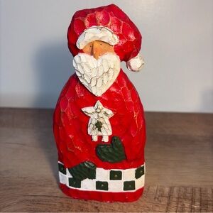 Vintage Jolly Red Santa With Shaped Heart Beard Holiday Decor Old World Style